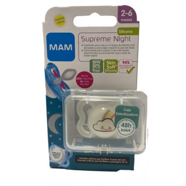 CHUPETE SILICONA SIMETRICA MAM SUPREME NIGHT 2...