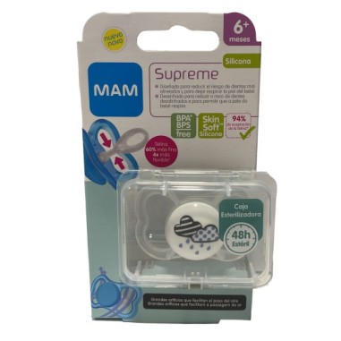 CHUPETE SILICONA SIMETRICA MAM SUPREME  6 MESES...