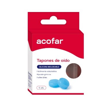 TAPONES OIDOS SILICONA MOLDEABLE ACOFAR 6 UNIDADES