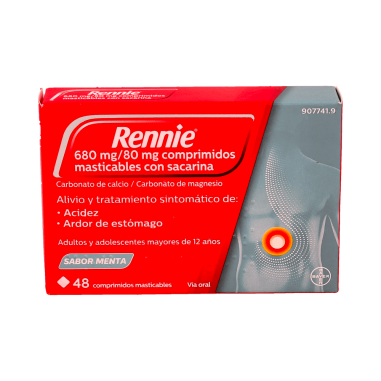 RENNIE 680 mg/80 mg 48 COMPRIMIDOS MASTICABLES (CON SACARINA