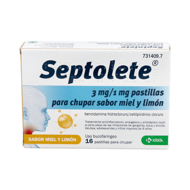 SEPTOLETE 3 mg/1 mg 16 PASTILLAS PARA CHUPAR (SABOR MIEL Y L