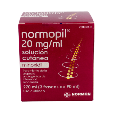 NORMOPIL 20 mg/ml 3 FRASCOS SOLUCION CUTANEA 90 ml
