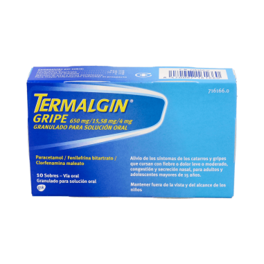 TERMALGIN GRIPE 650 mg/15,58 mg/4 mg 10 SOBRES GRANULADO PAR