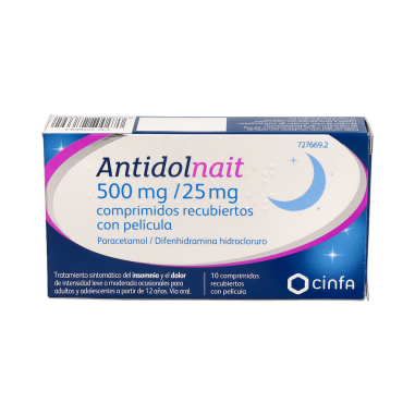ANTIDOL NOCHE 500 mg/25 mg 10 COMPRIMIDOS RECUBIERTOS