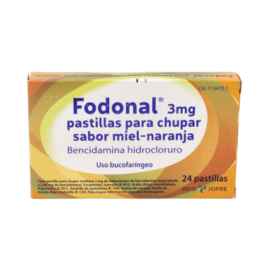 FODONAL 3 mg 24 PASTILLAS PARA CHUPAR (SABOR MIEL Y NARANJA)
