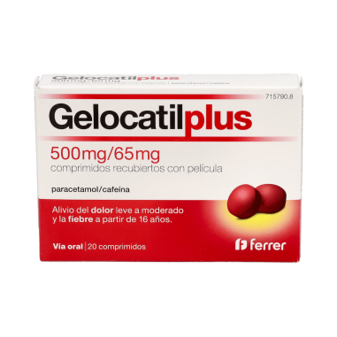 GELOCATIL PLUS 500 mg/65 mg 20 COMPRIMIDOS RECUBIERTOS