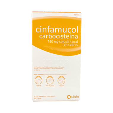 CINFAMUCOL CARBOCISTEINA 750 mg 12 SOBRES SOLUCION ORAL 15 m