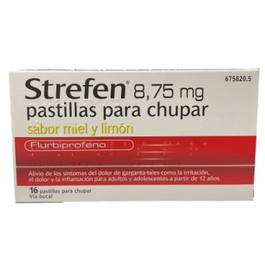 STREFEN 8,75 mg 16 PASTILLAS PARA CHUPAR (SABOR MIEL Y LIMON
