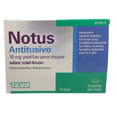 NOTUS ANTITUSIVO 10 mg 24 PASTILLAS PARA CHUPAR (SABOR MIEL