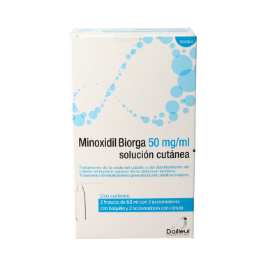 MINOXIDIL BIORGA 50 mg/ml SOLUCION CUTANEA 3 FRASCOS 60 ml 