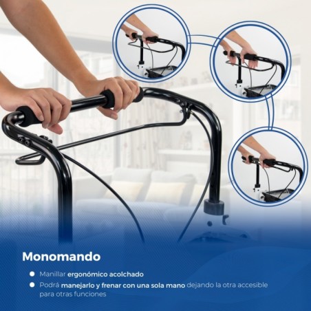 ANDADOR PLEGABLE DE ALUMINIO EMPUÑADURA MONOMANDO