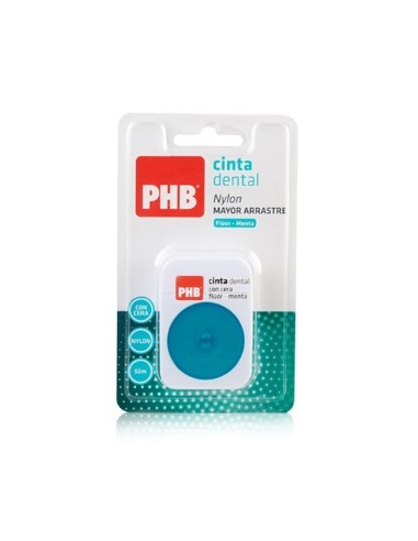 PHB FLUOR Y MENTA CINTA DENTAL NYLON CON CERA 50 m